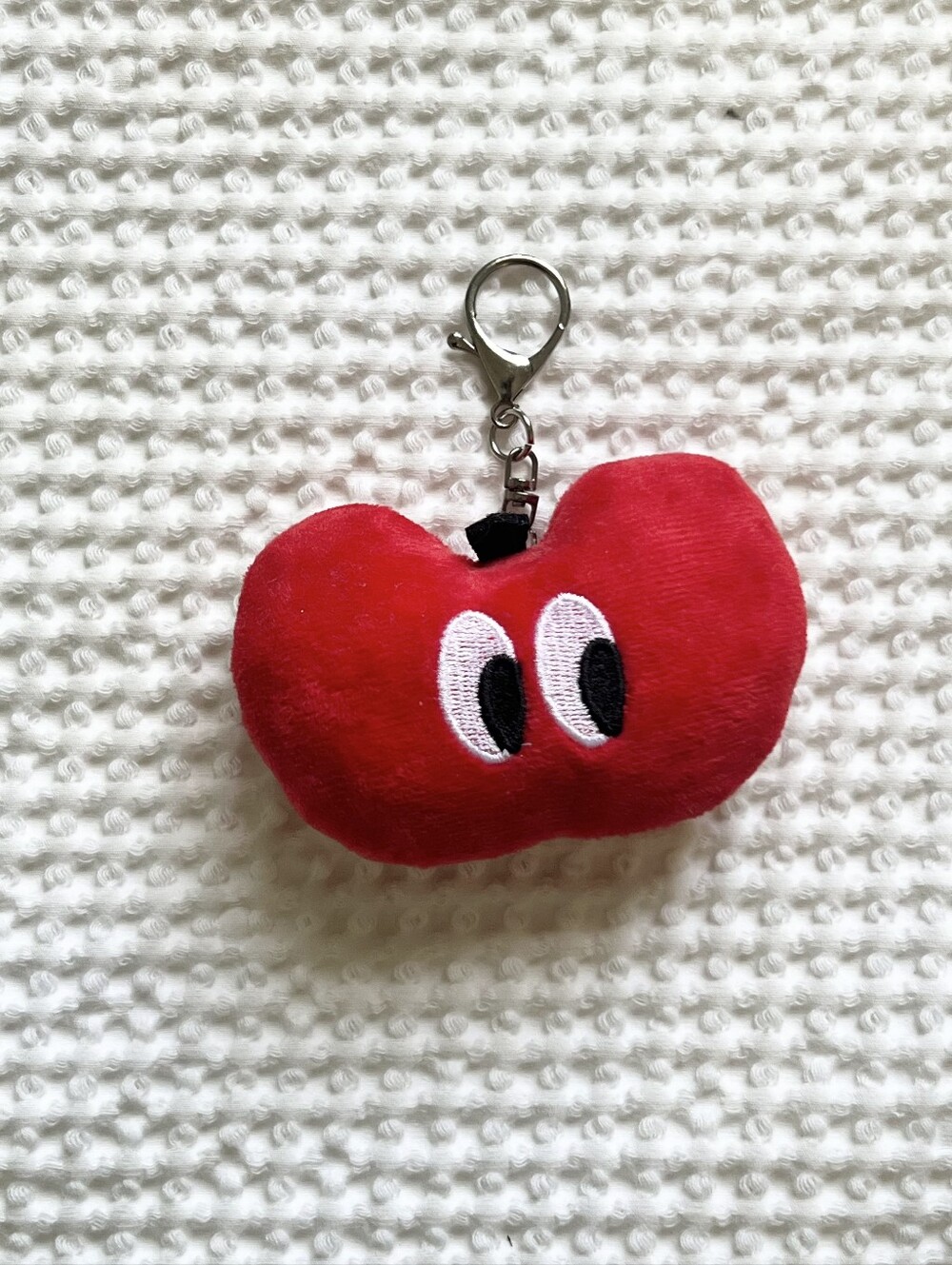 Cider Red Plush Heart Keychain with Cute Eyes - Kids Accessories